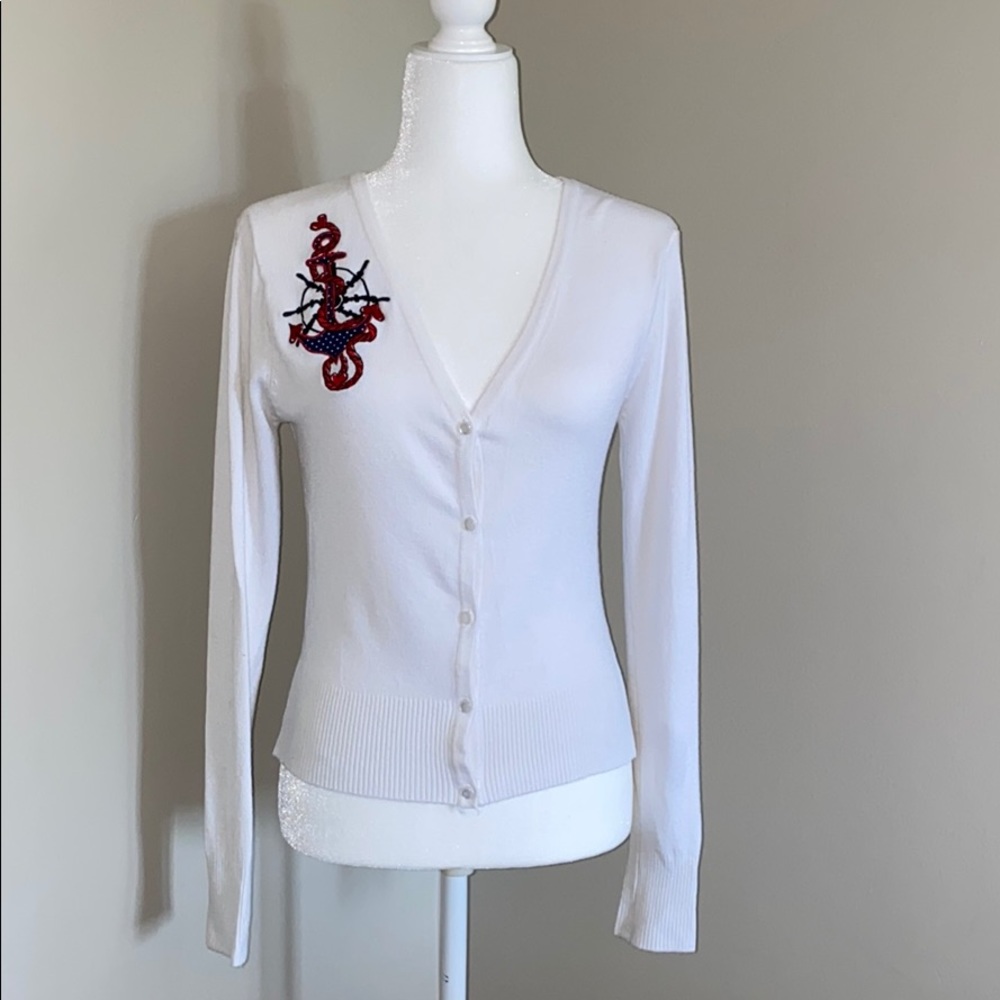 Vintage white nautical cardigan sweater, like new!